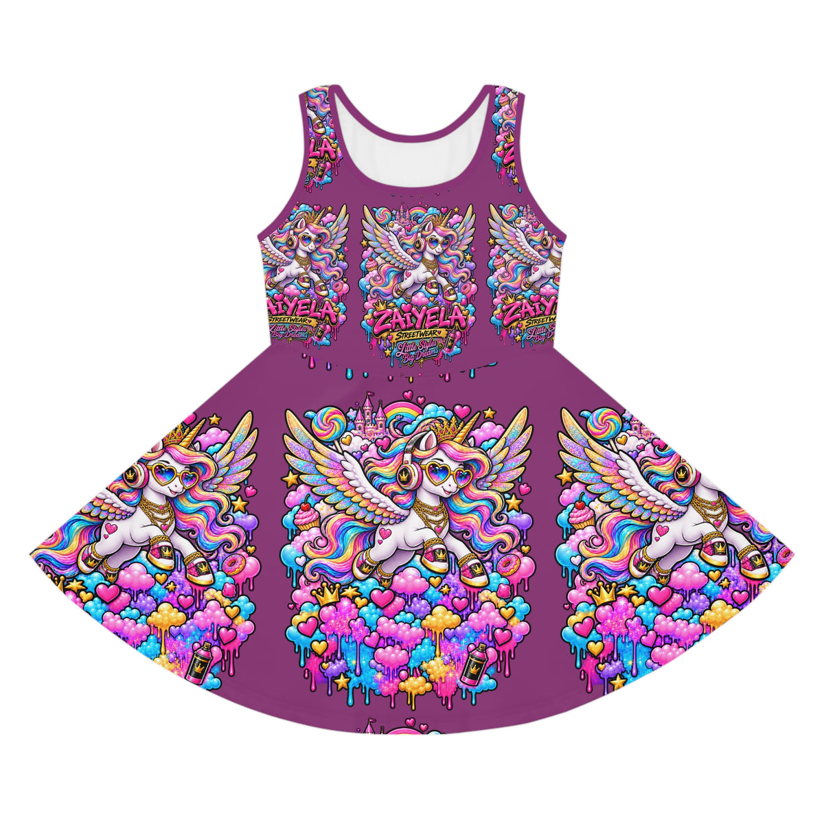 Girls' Sundress — Colorful Rainbow Pegasus AOP Dress