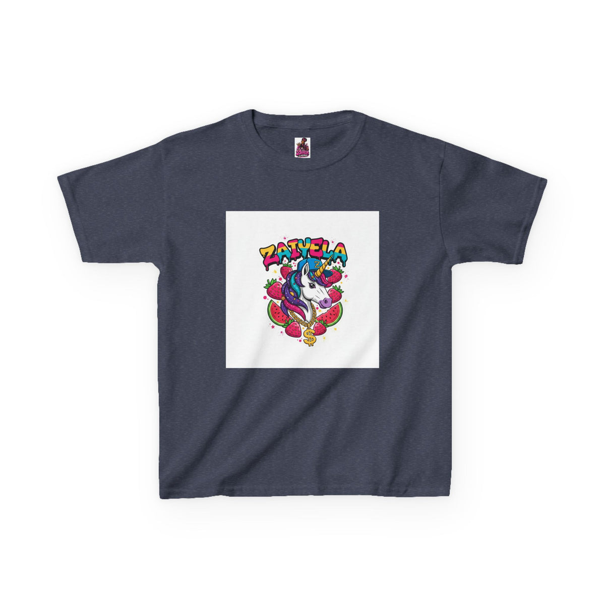 Kids Unicorn Graphic Tee Colorful Zaiyela Rainbow Design