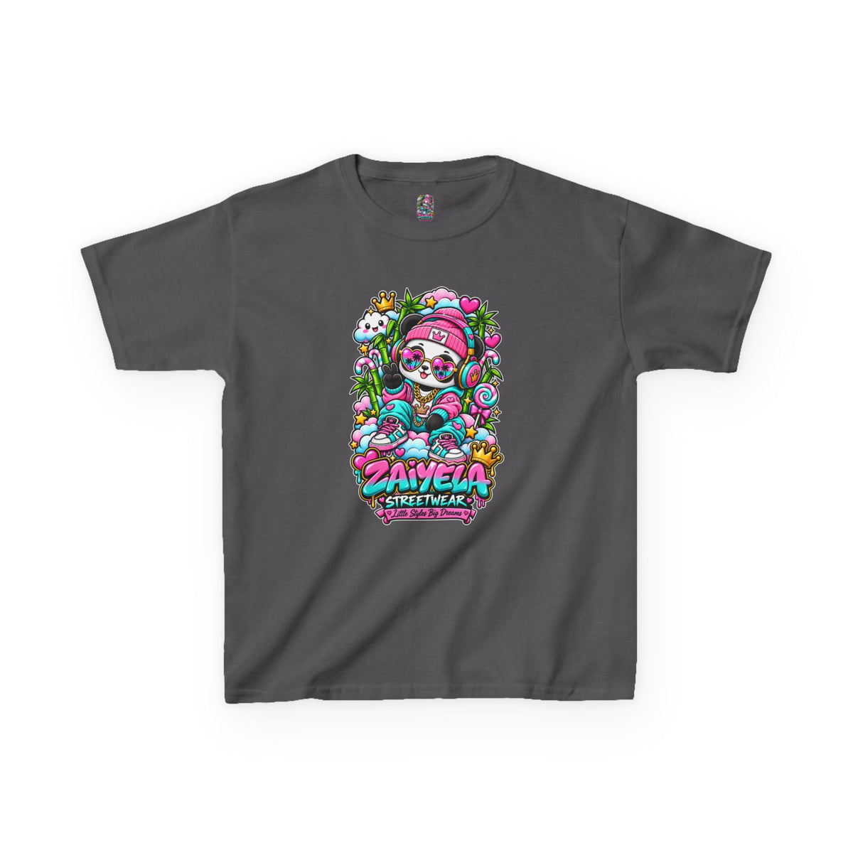 Kids T-Shirt Colorful Glam Panda Graphic Tee