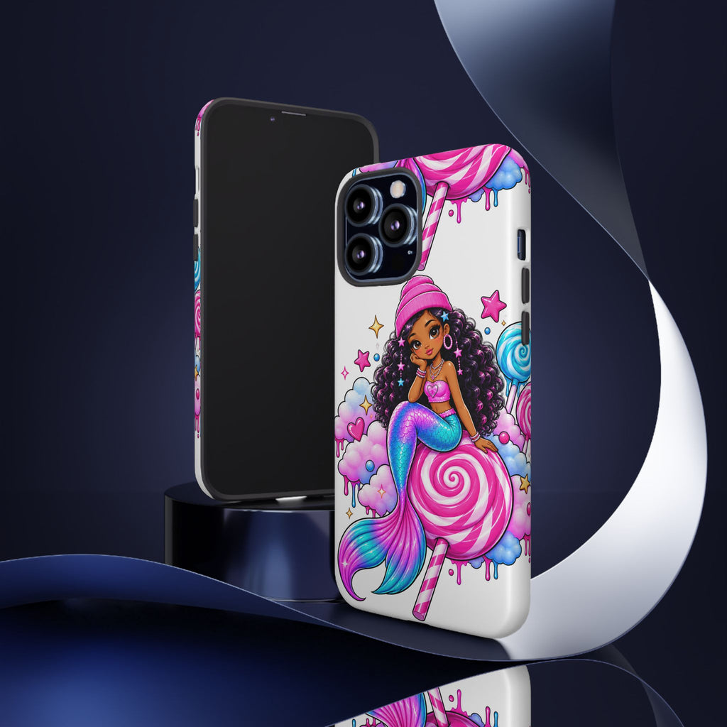 Cute Mermaid Candy Phone Case  Pink Lollipop Fantasy Tough Case