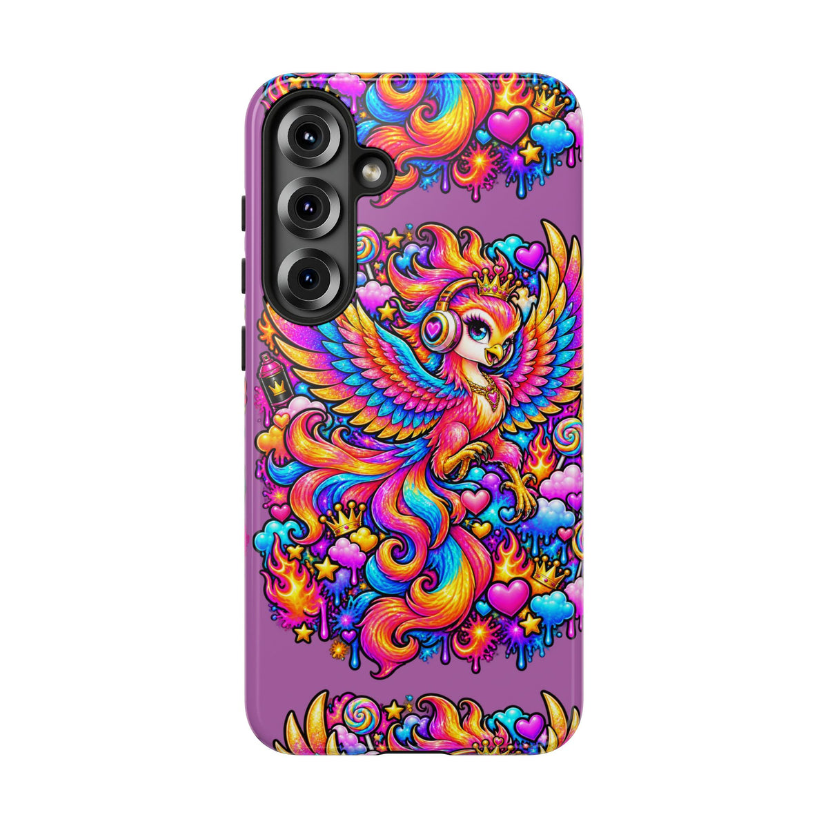Phone Case — Vibrant Rainbow Phoenix with Headphones