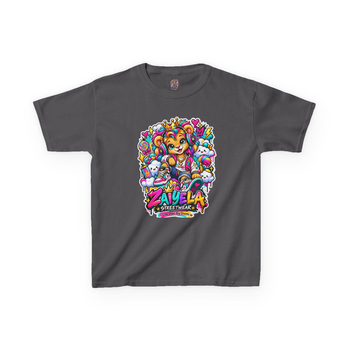 Kids Tee — Colorful Cartoon Rainbow Lion Cub Graphic