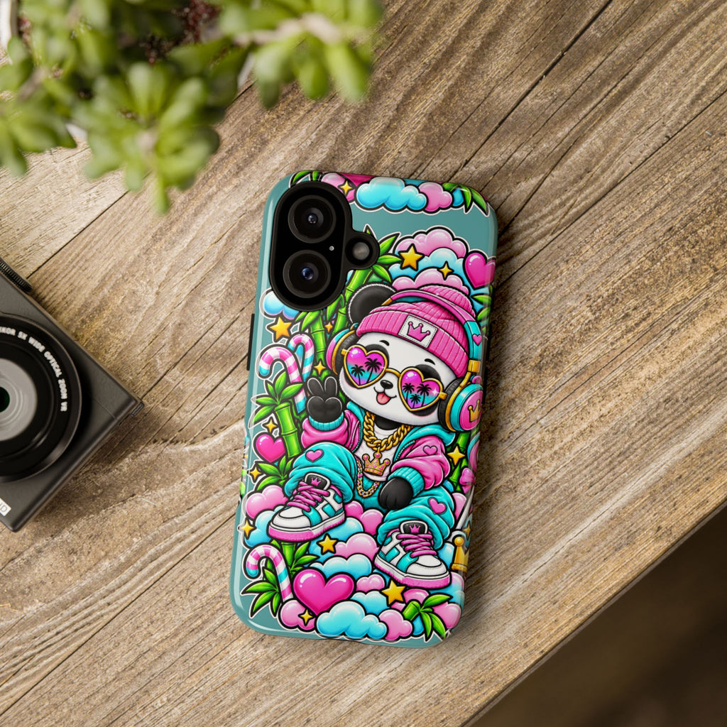 Cute Panda Phone Case Glam Panda Tropical Design