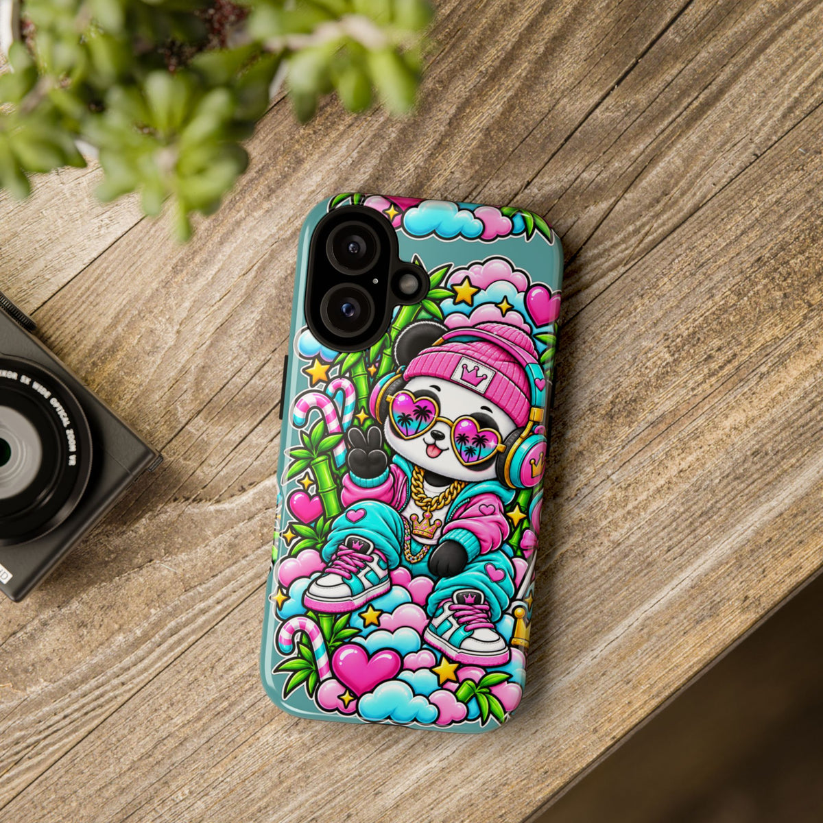 Cute Panda Phone Case Glam Panda Tropical Design