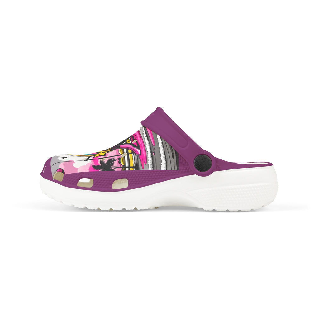 Kids Graffiti Name Clogs Personalized Zaiyela Purple EVA Foam Clogs