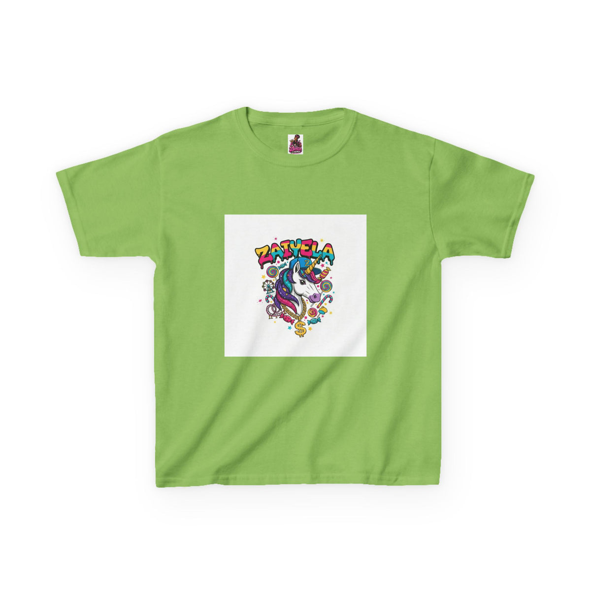 Kids T-Shirt  Colorful Unicorn Graphic  Zaiyela Cute Rainbow Tee for Girls & Boys