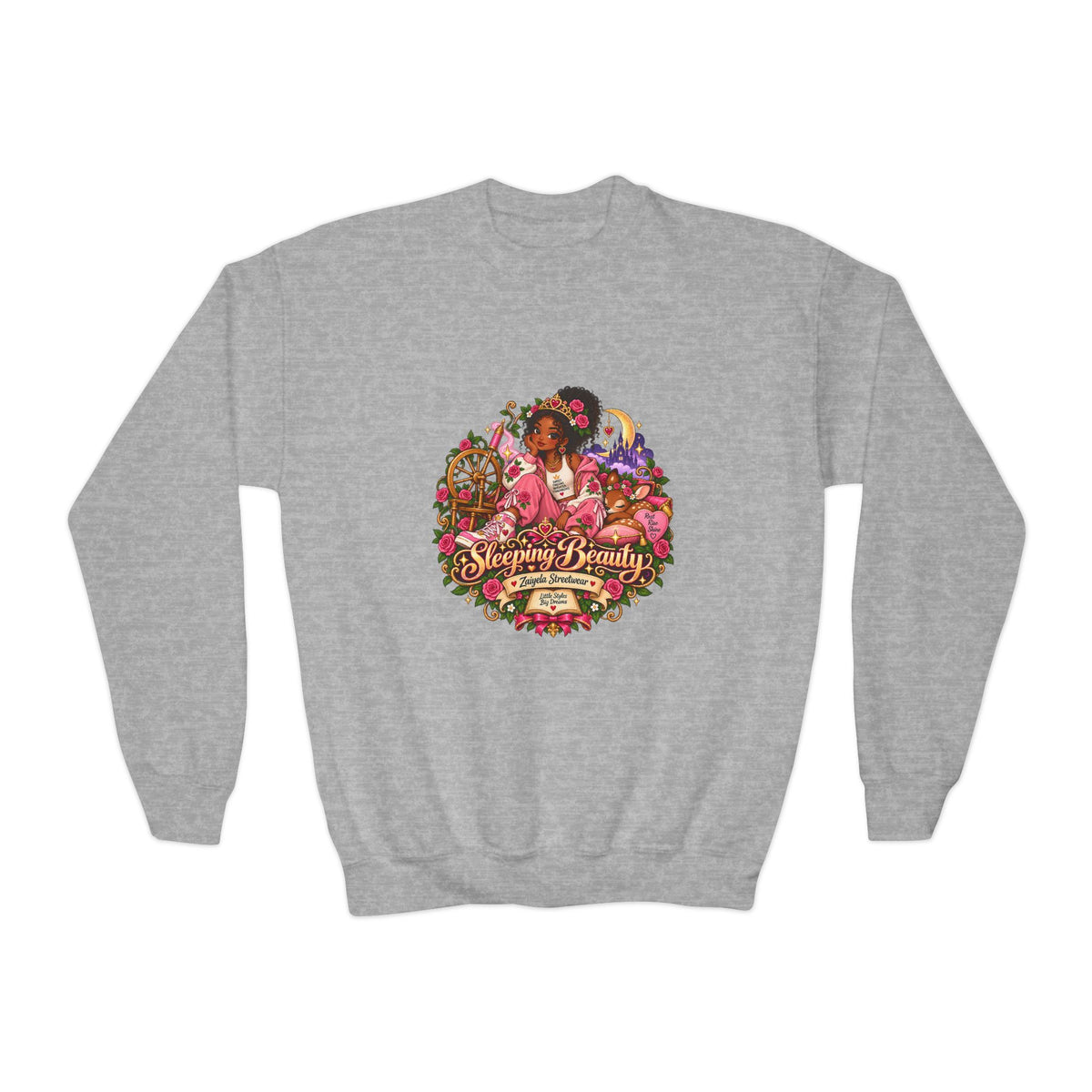 Youth Crewneck Sweatshirt Everyone Beautiful Floral Portrait Graphic