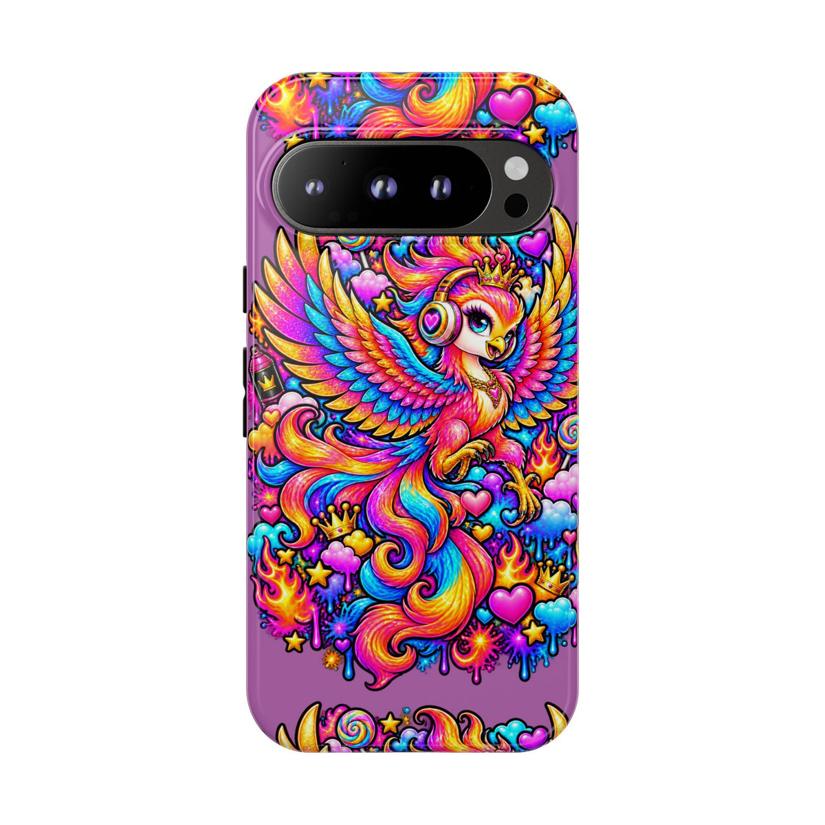 Phone Case — Vibrant Rainbow Phoenix with Headphones