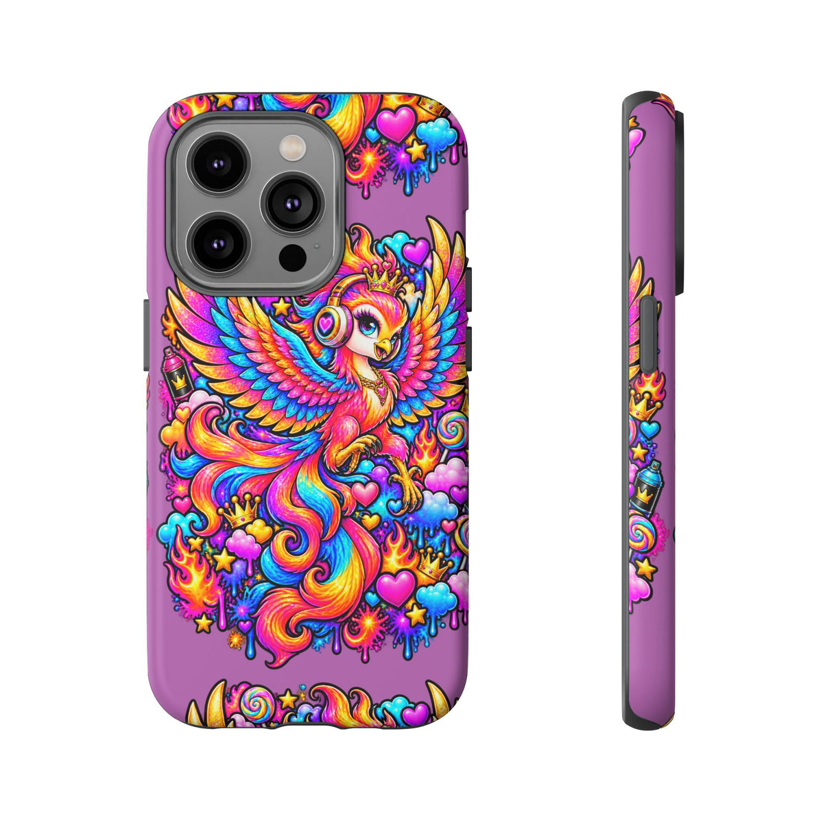 Phone Case — Vibrant Rainbow Phoenix with Headphones