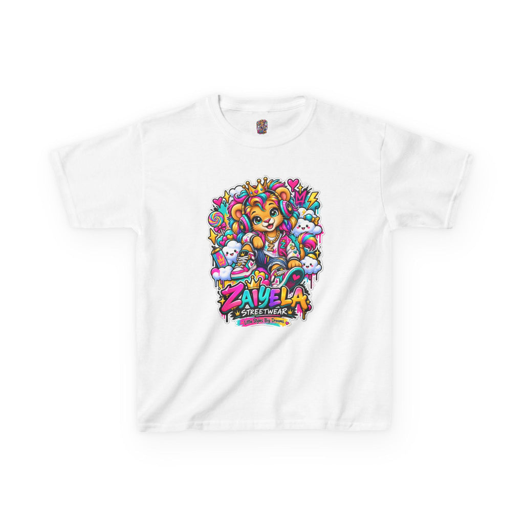 Kids Tee — Colorful Cartoon Rainbow Lion Cub Graphic