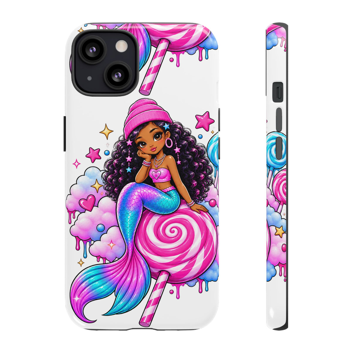 Cute Mermaid Candy Phone Case  Pink Lollipop Fantasy Tough Case