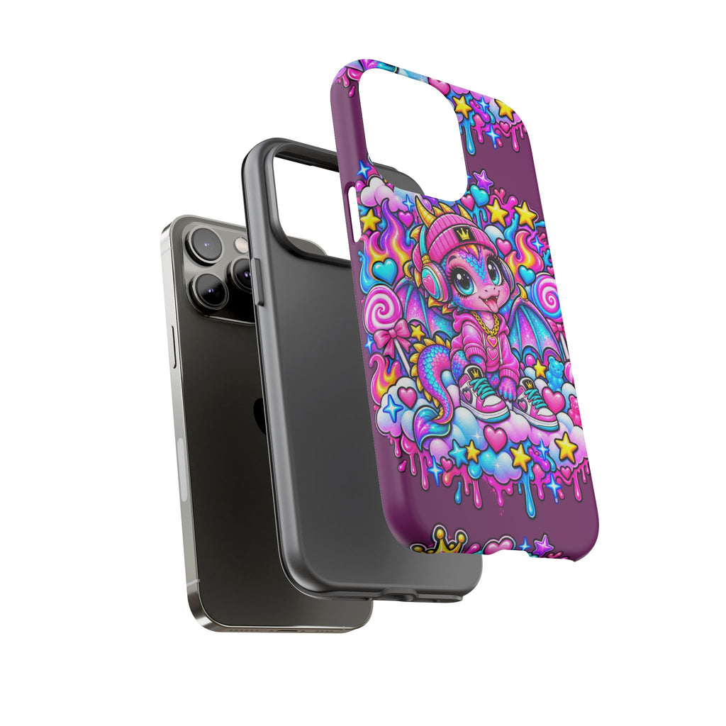 Cute Dragon Phone Case Purple Heart Crown Design