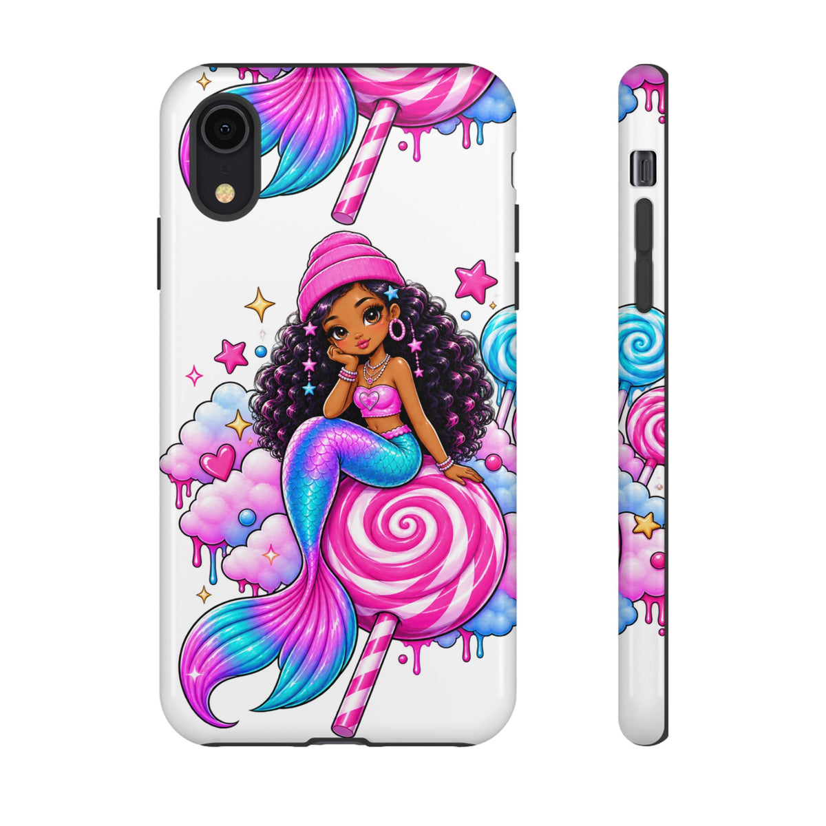 Cute Mermaid Candy Phone Case  Pink Lollipop Fantasy Tough Case