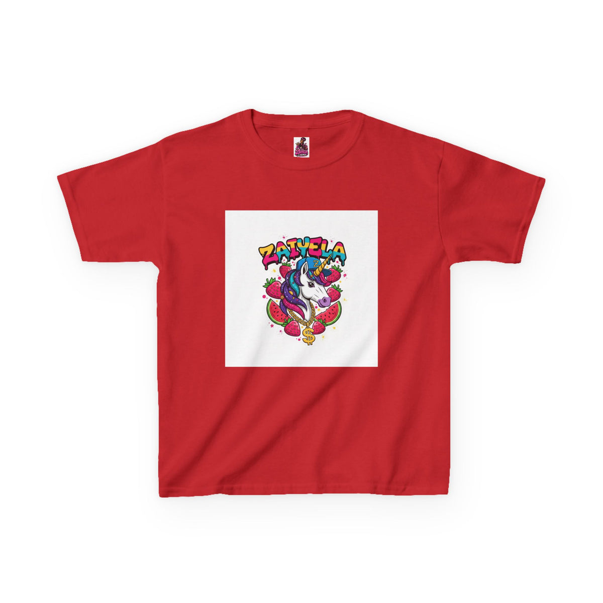 Kids Unicorn Graphic Tee Colorful Zaiyela Rainbow Design