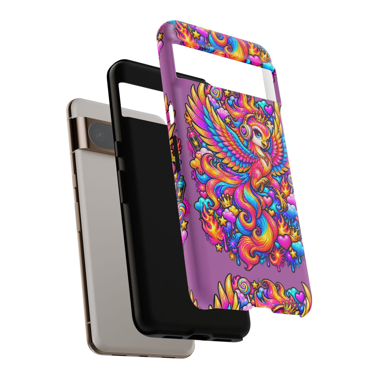 Phone Case — Vibrant Rainbow Phoenix with Headphones