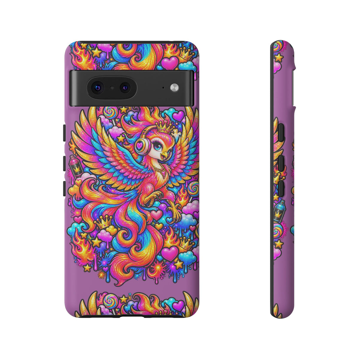 Phone Case — Vibrant Rainbow Phoenix with Headphones