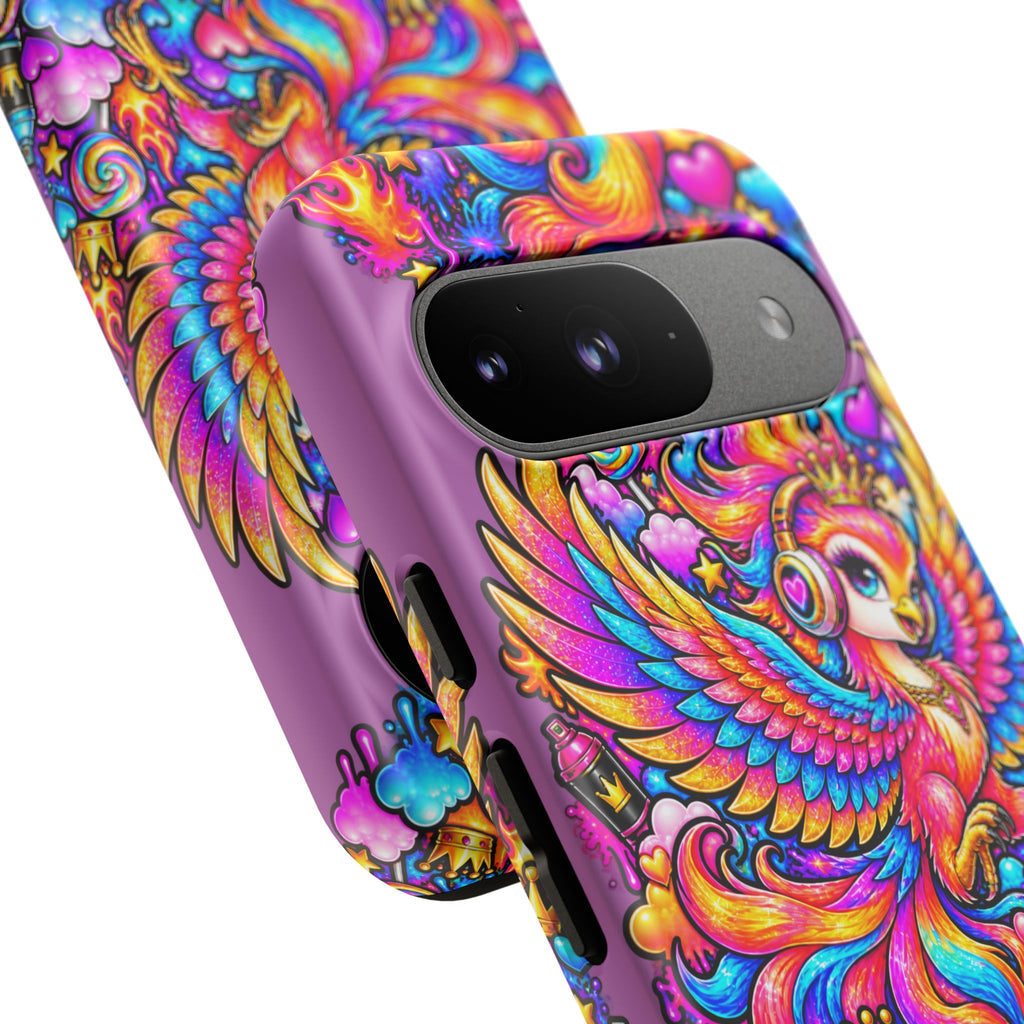 Phone Case — Vibrant Rainbow Phoenix with Headphones
