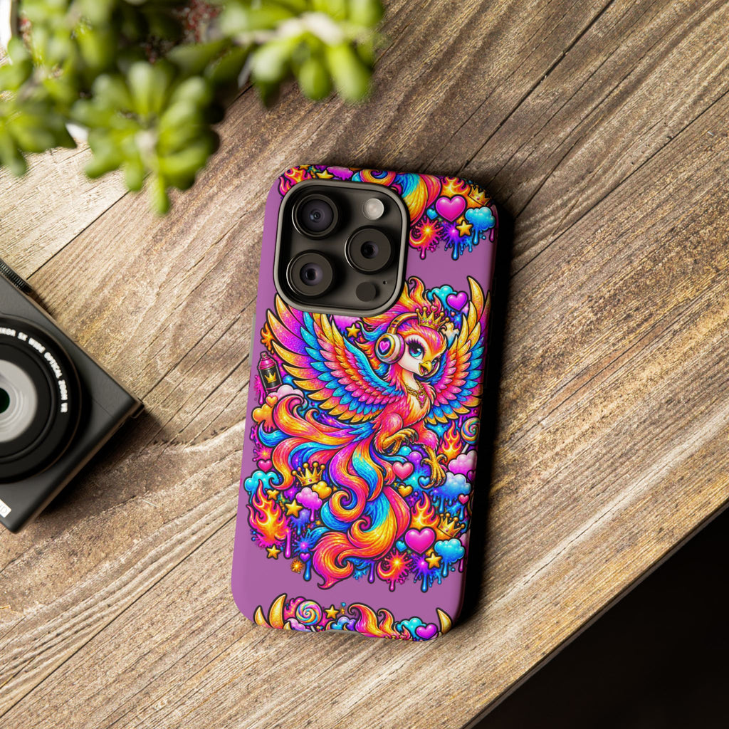 Phone Case — Vibrant Rainbow Phoenix with Headphones