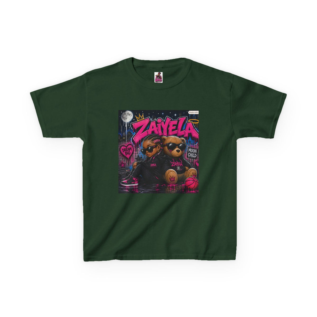 Kids Tee — "Zayiela" Cute Bear Cartoon Graphic Shirt