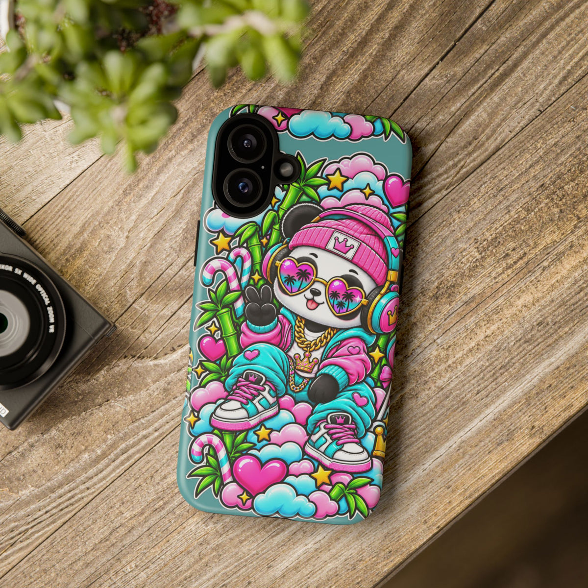Cute Panda Phone Case Glam Panda Tropical Design
