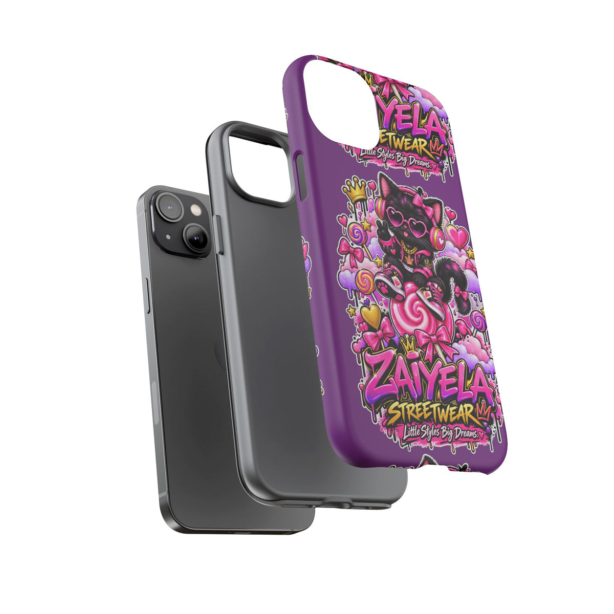 Cute Black Cat Candy Phone Case — Zaiyela Streetwear Magical Kitty