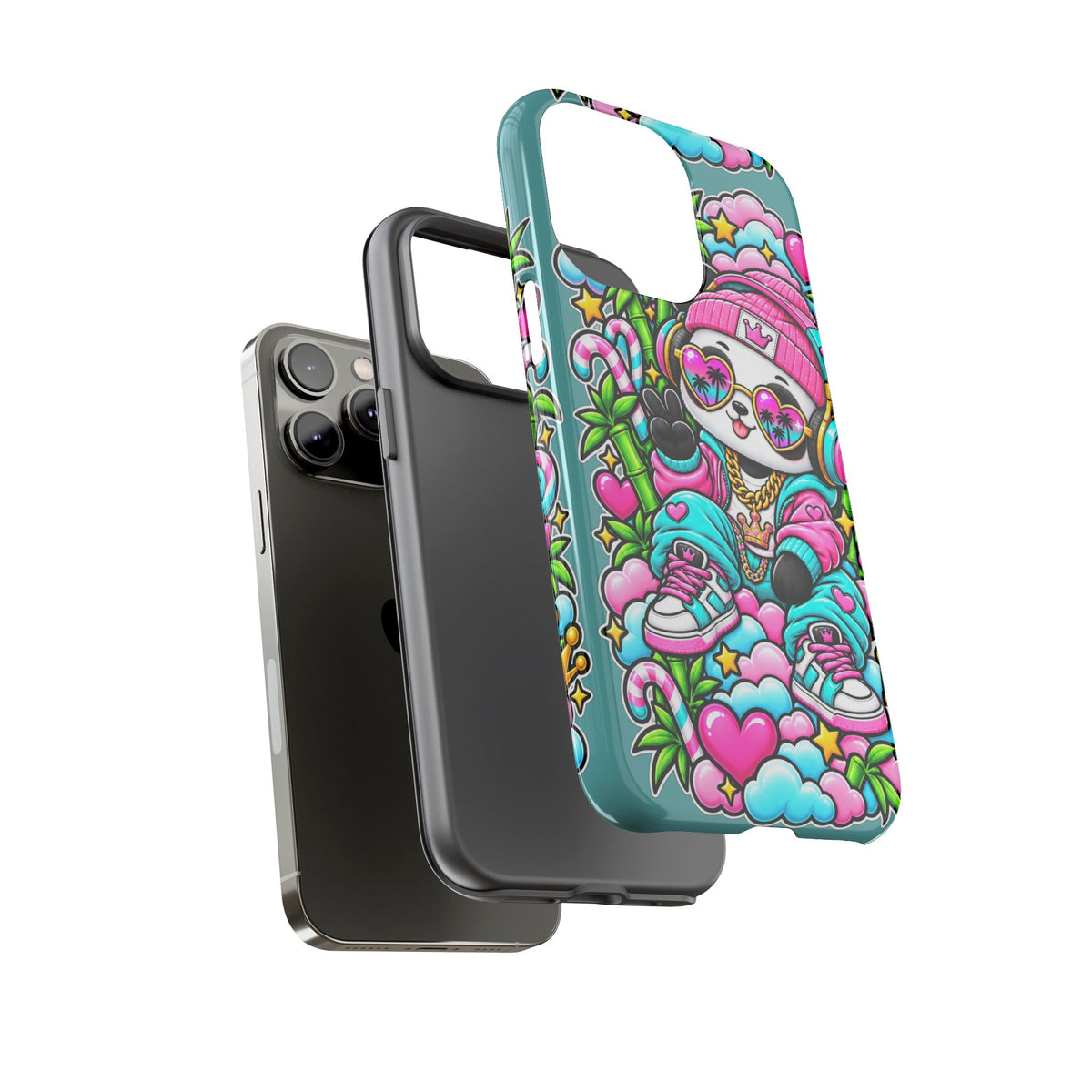 Cute Panda Phone Case Glam Panda Tropical Design
