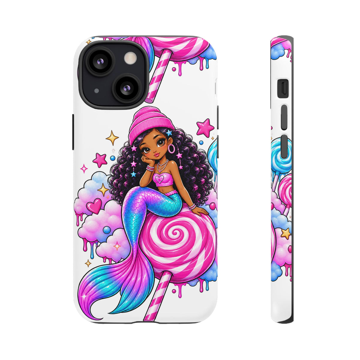 Cute Mermaid Candy Phone Case  Pink Lollipop Fantasy Tough Case