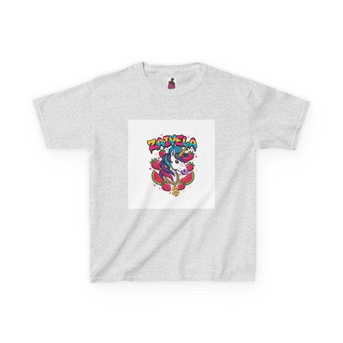 Kids Unicorn Graphic Tee Colorful Zaiyela Rainbow Design