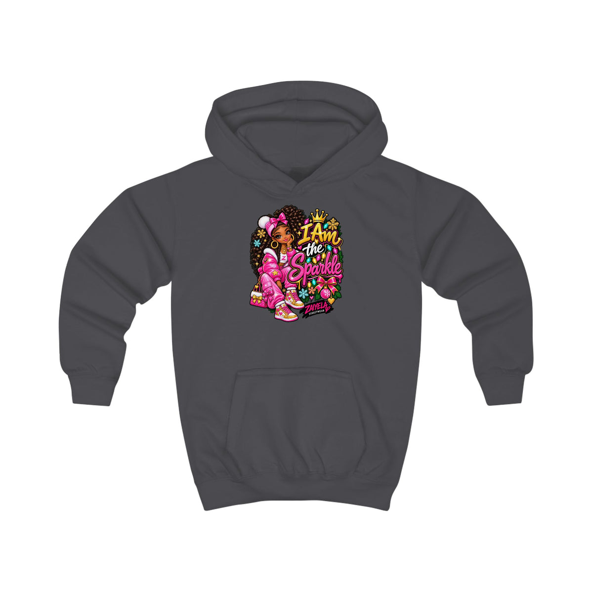 Kids Hoodie I Am the Sparkle Colorful Holiday Graphic Hoodie