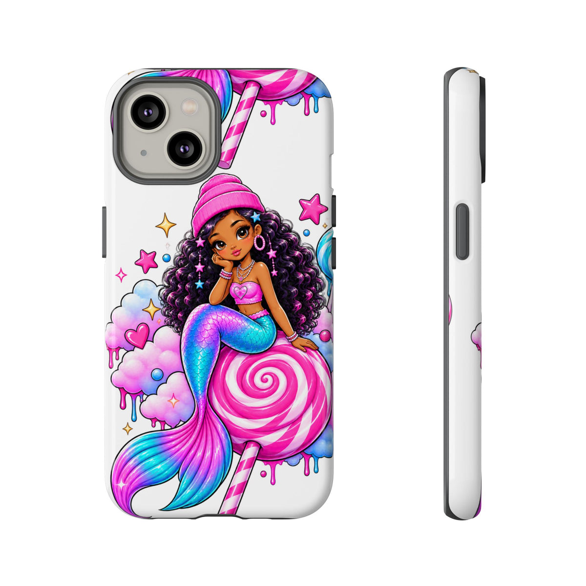 Cute Mermaid Candy Phone Case  Pink Lollipop Fantasy Tough Case