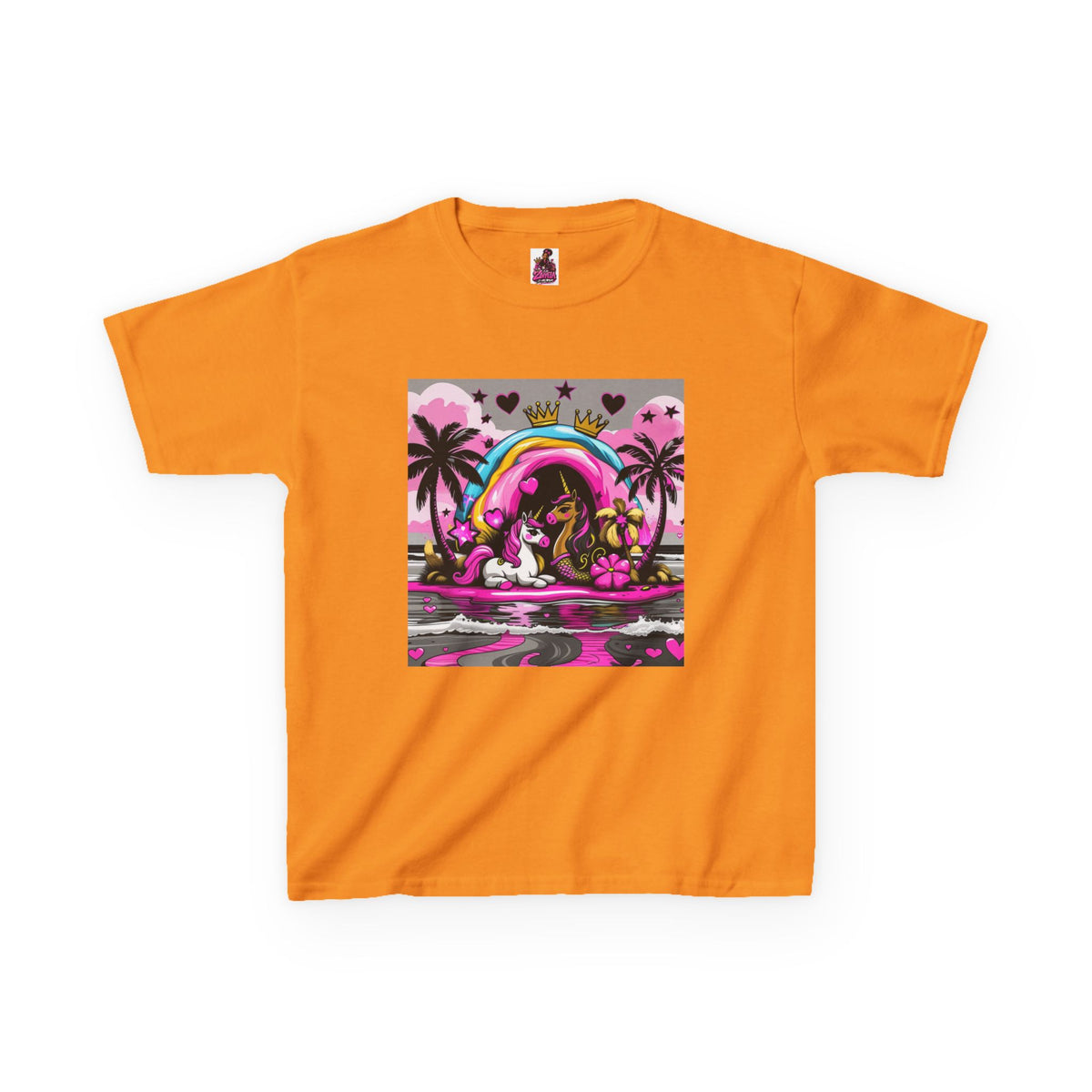 Kids Unicorn Rainbow Tee  Cute Pink Fantasy Graphic T-Shirt for Girls