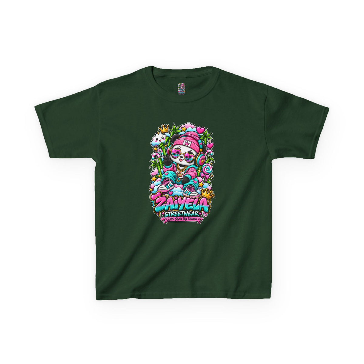 Kids T-Shirt Colorful Glam Panda Graphic Tee