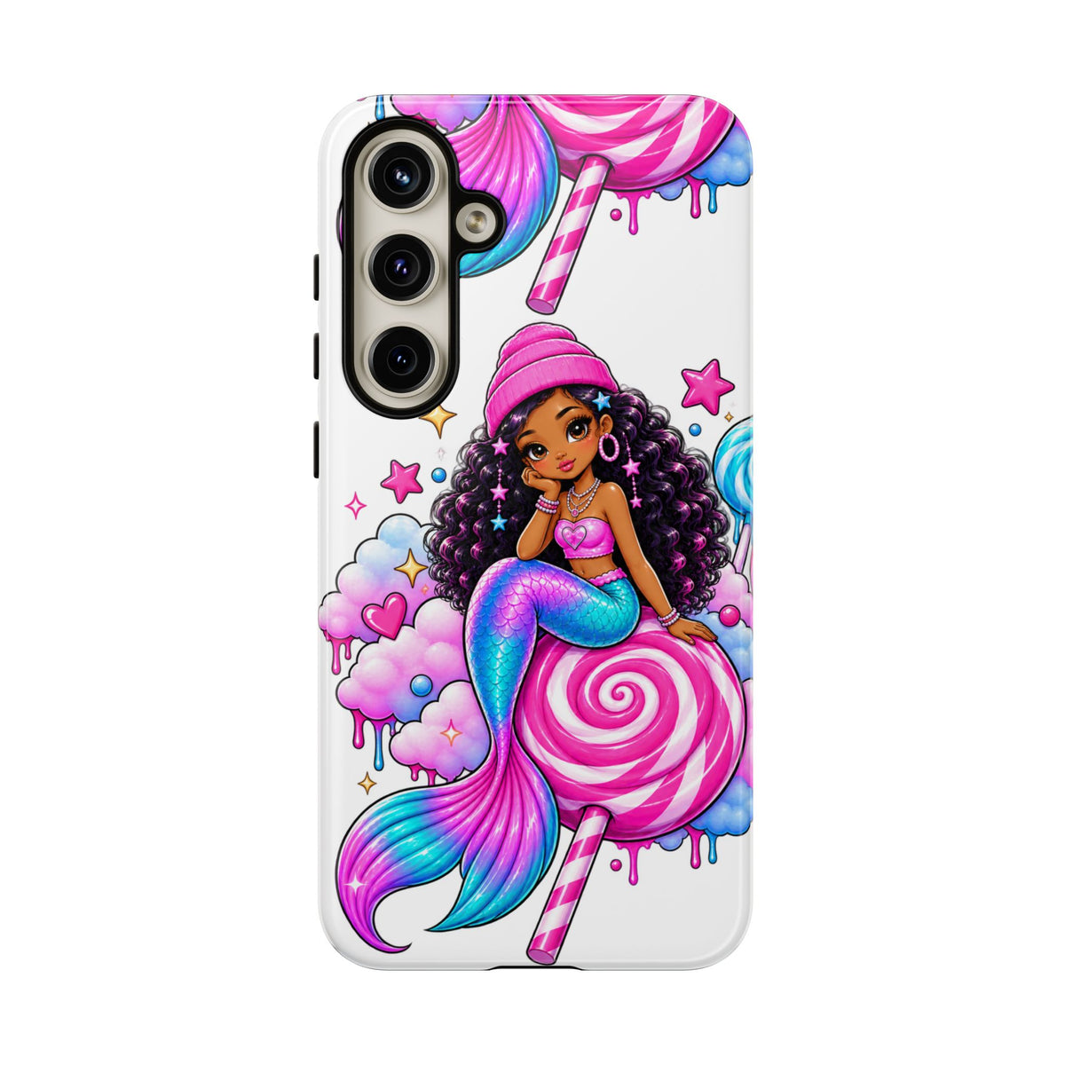 Cute Mermaid Candy Phone Case  Pink Lollipop Fantasy Tough Case