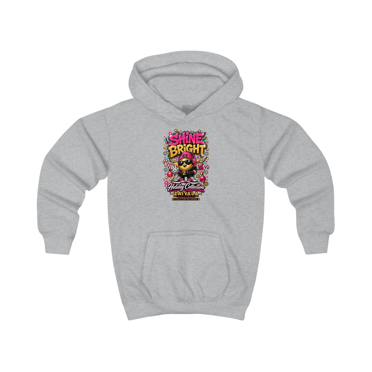 Kids Hoodie — "Shine Bright" Holiday Graphic Hoodie