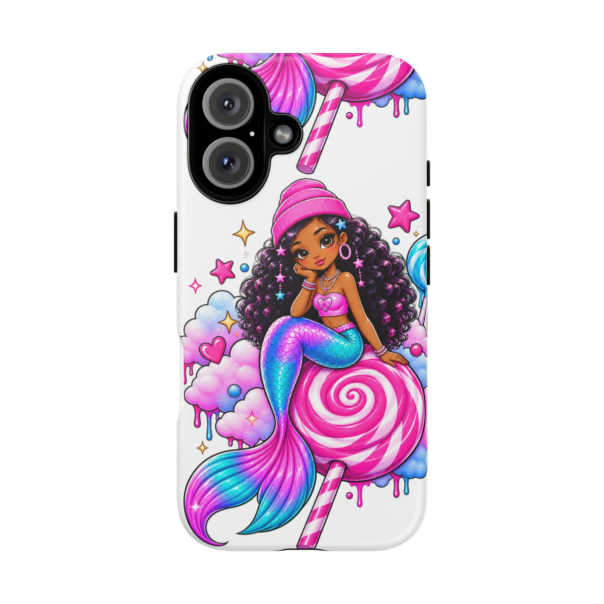 Cute Mermaid Candy Phone Case  Pink Lollipop Fantasy Tough Case