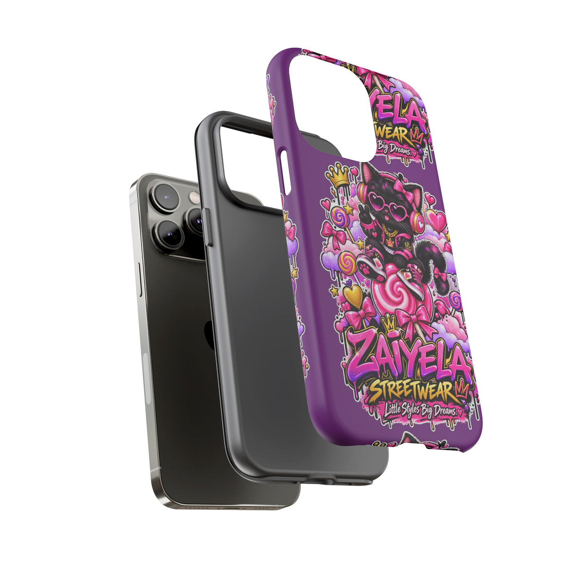 Cute Black Cat Candy Phone Case — Zaiyela Streetwear Magical Kitty