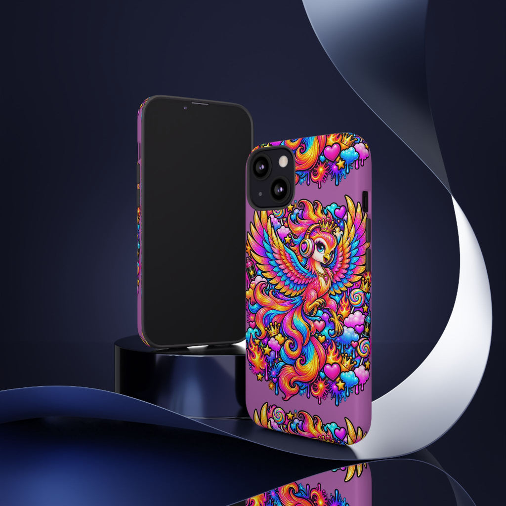 Phone Case — Vibrant Rainbow Phoenix with Headphones