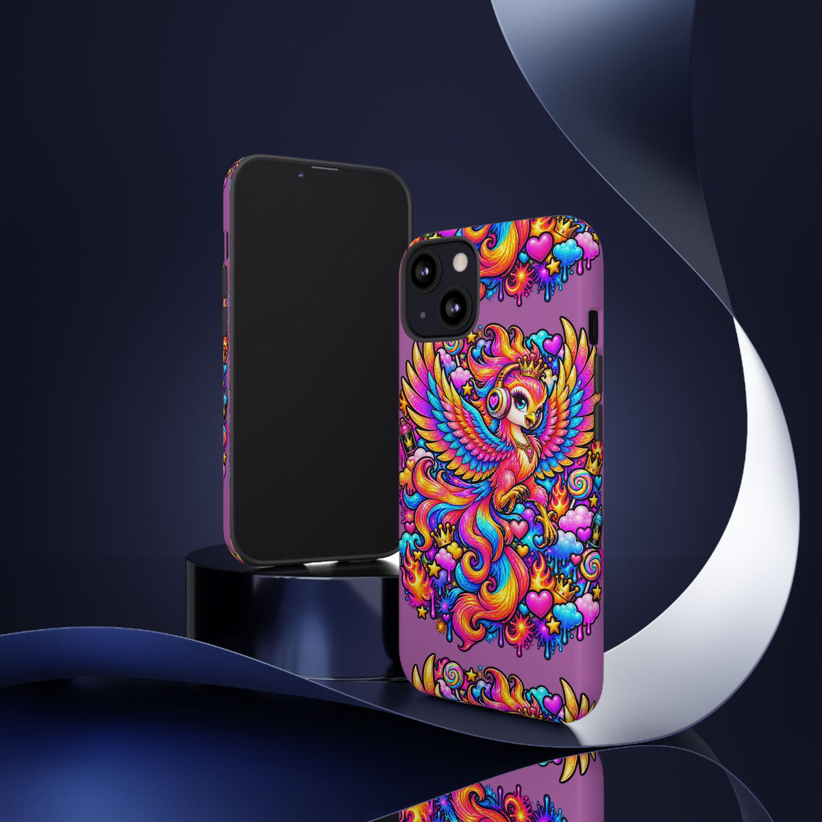 Phone Case — Vibrant Rainbow Phoenix with Headphones