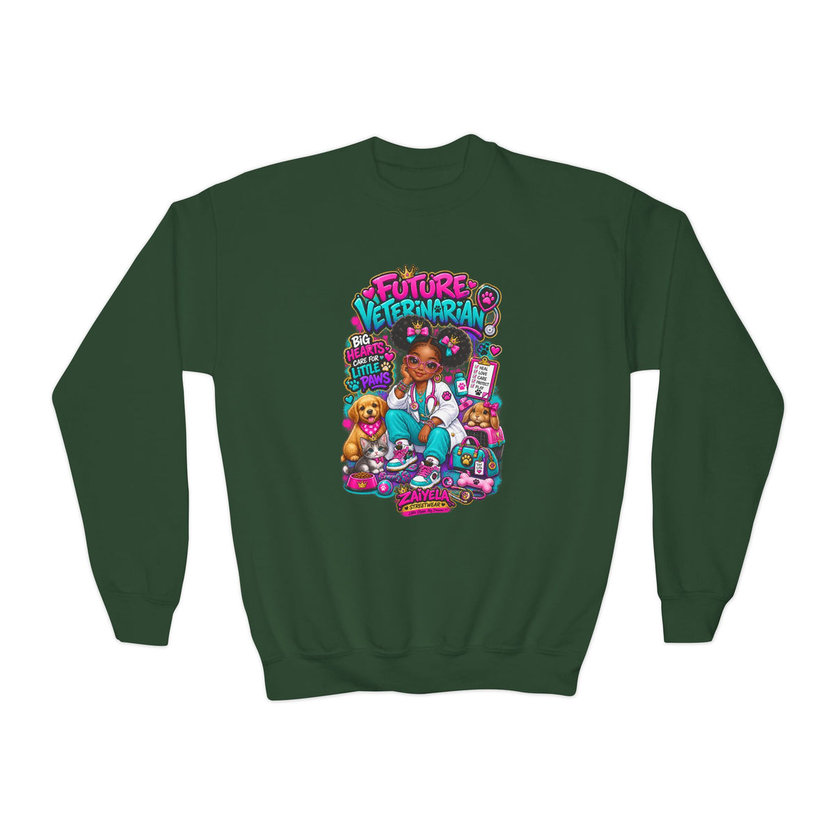 Youth Crewneck Sweatshirt Future Veterinarian Cute Veterinary Kid Graphic