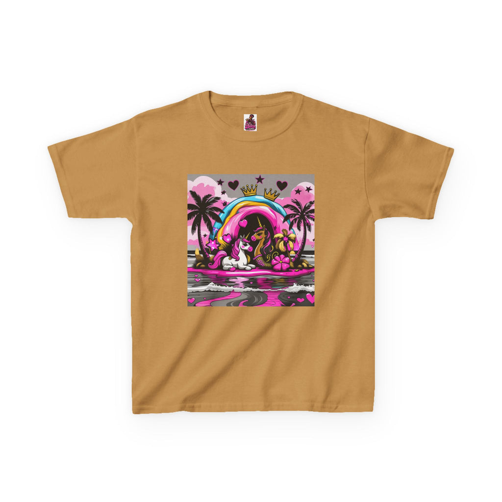 Kids Unicorn Rainbow Tee  Cute Pink Fantasy Graphic T-Shirt for Girls