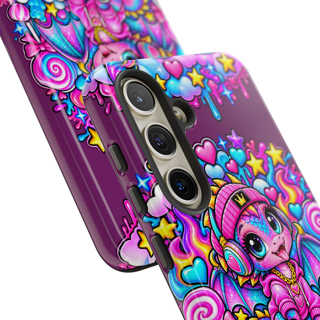 Cute Dragon Phone Case Purple Heart Crown Design