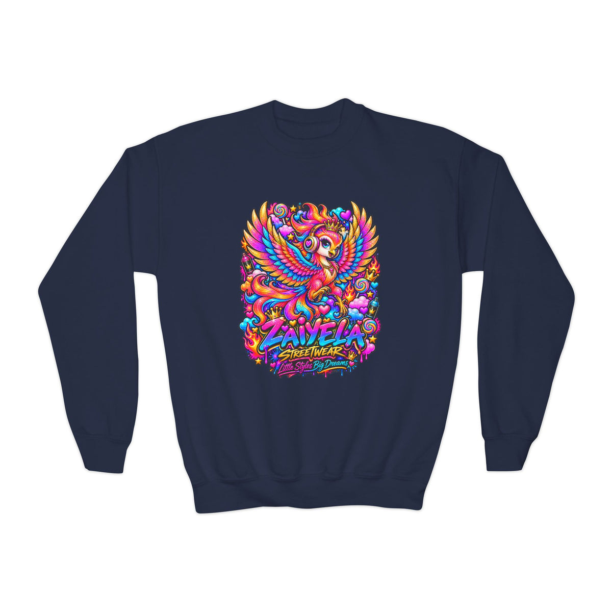 Youth Crewneck Sweatshirt — Colorful  Phoenix Graphic