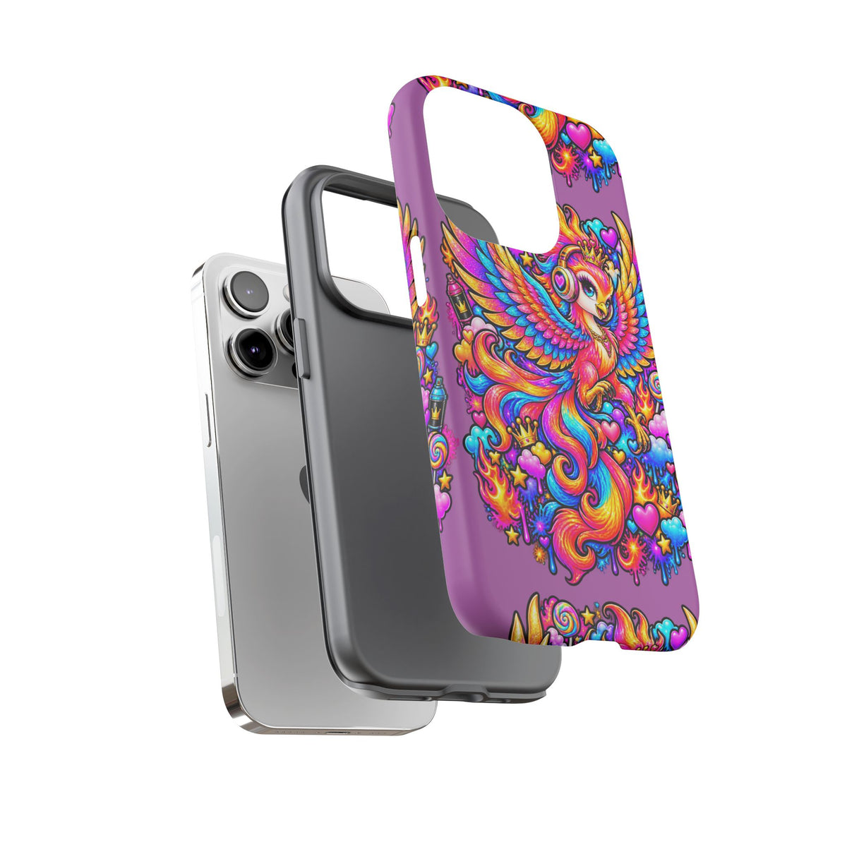 Phone Case — Vibrant Rainbow Phoenix with Headphones