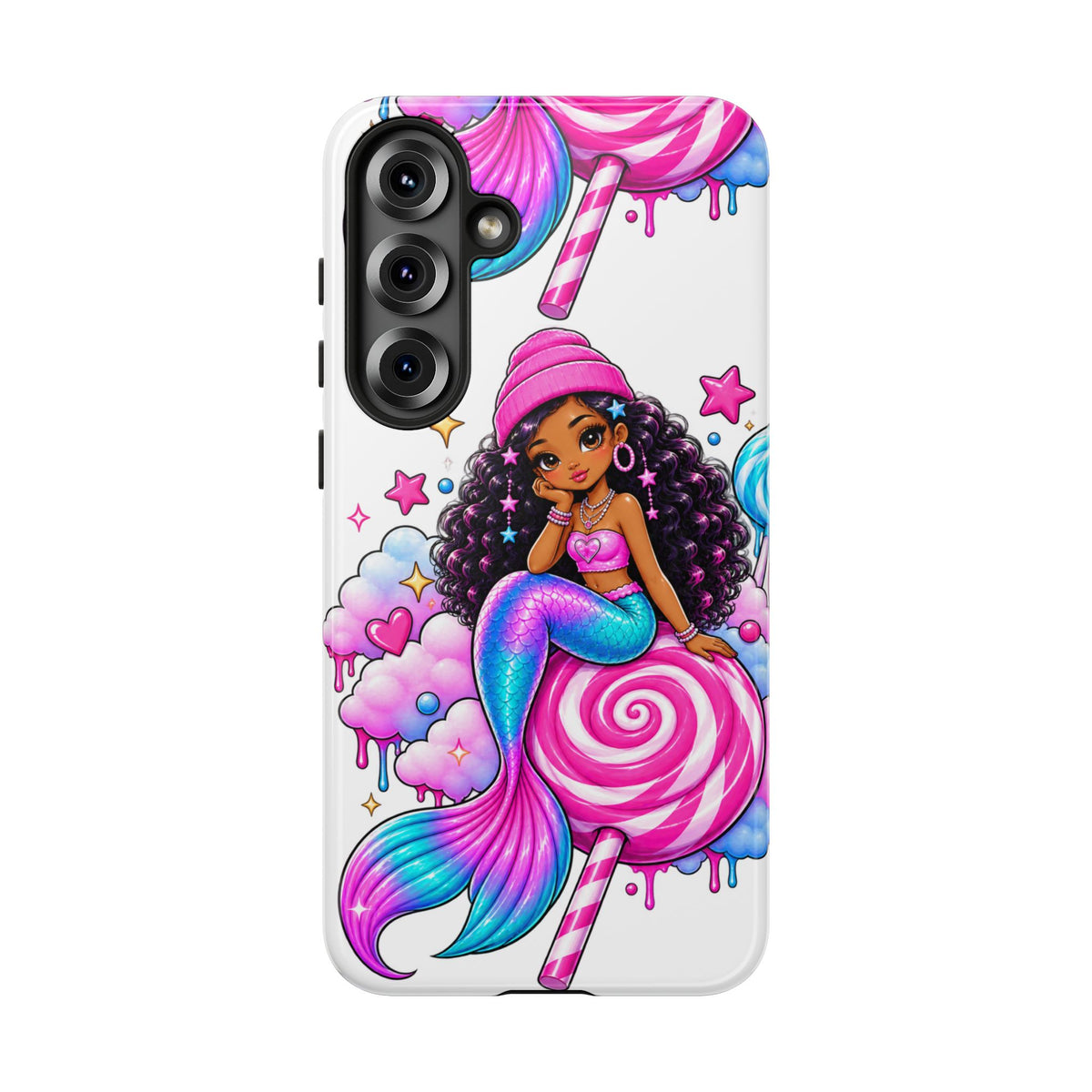 Cute Mermaid Candy Phone Case  Pink Lollipop Fantasy Tough Case