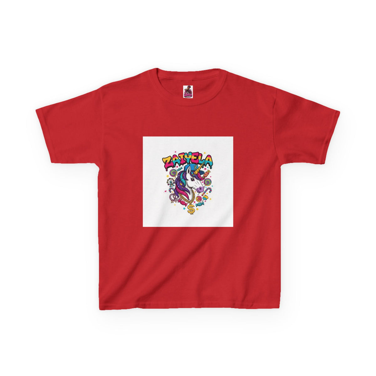 Kids T-Shirt  Colorful Unicorn Graphic  Zaiyela Cute Rainbow Tee for Girls & Boys