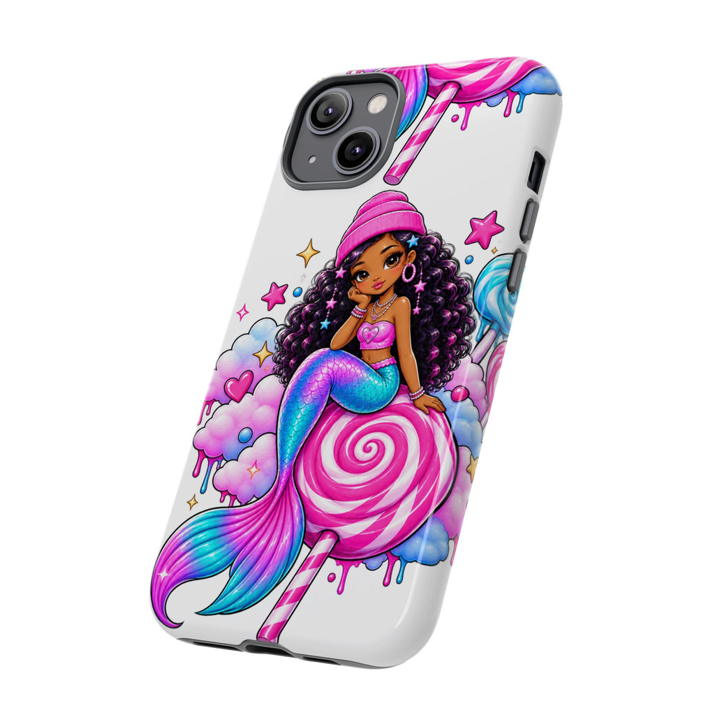 Cute Mermaid Candy Phone Case  Pink Lollipop Fantasy Tough Case