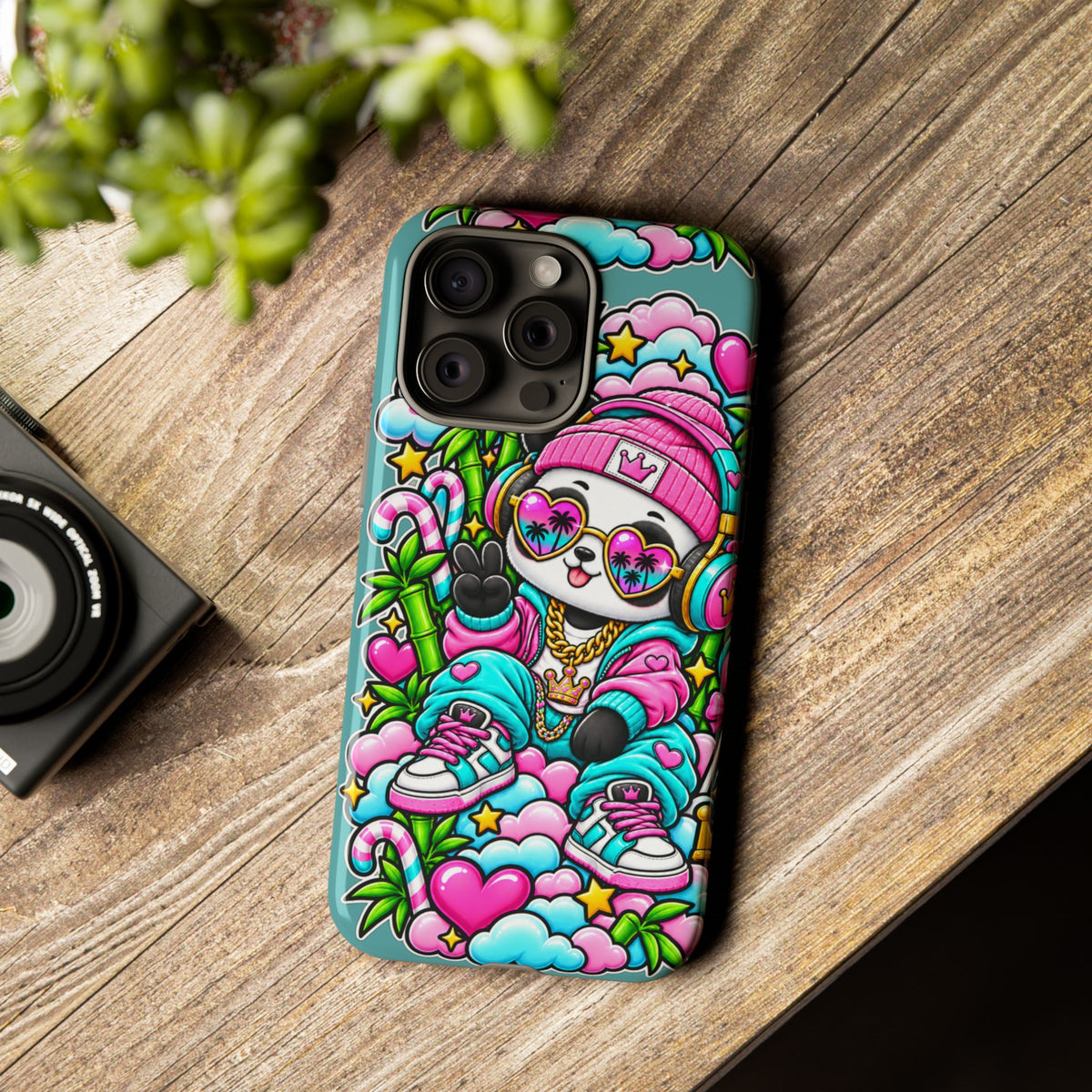 Cute Panda Phone Case Glam Panda Tropical Design