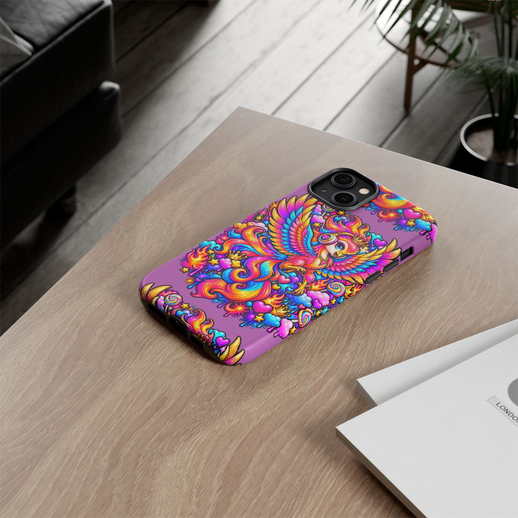 Phone Case — Vibrant Rainbow Phoenix with Headphones