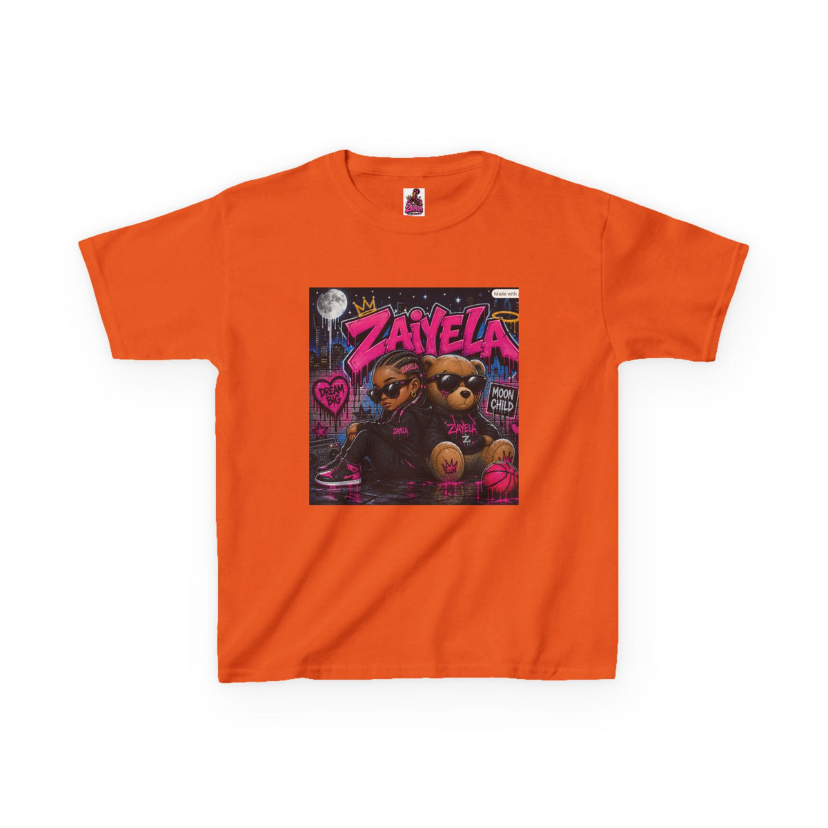 Kids Tee — "Zayiela" Cute Bear Cartoon Graphic Shirt
