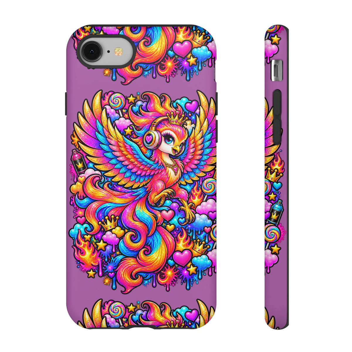 Phone Case — Vibrant Rainbow Phoenix with Headphones